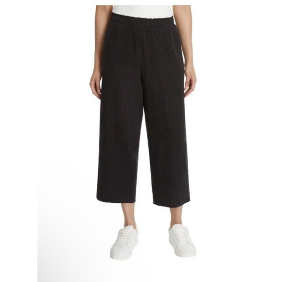 Jessica Simpson Pants - NEW Jessica Simpson Gauze Women's XL Black Wide-Leg Cropped Pants 100% Cotton